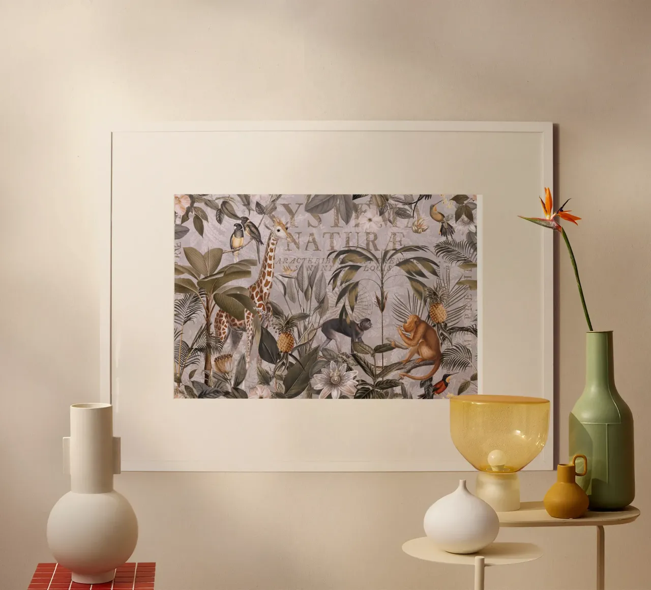 Paradiso della giungla selvaggia vintage poster con telaio in legno da Andrea Haase Vintage World