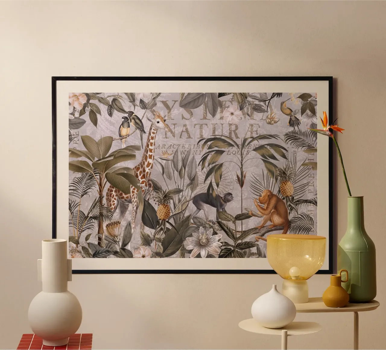Paradiso della giungla selvaggia vintage poster con telaio in legno da Andrea Haase Vintage World