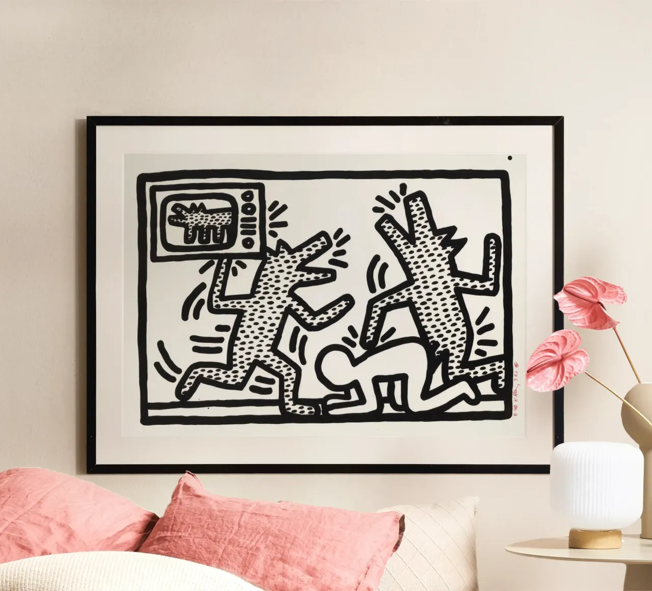 Poster di Keith Haring "Untitled" Pop Art TV Dogs poster con telaio in plastica da ClubArt