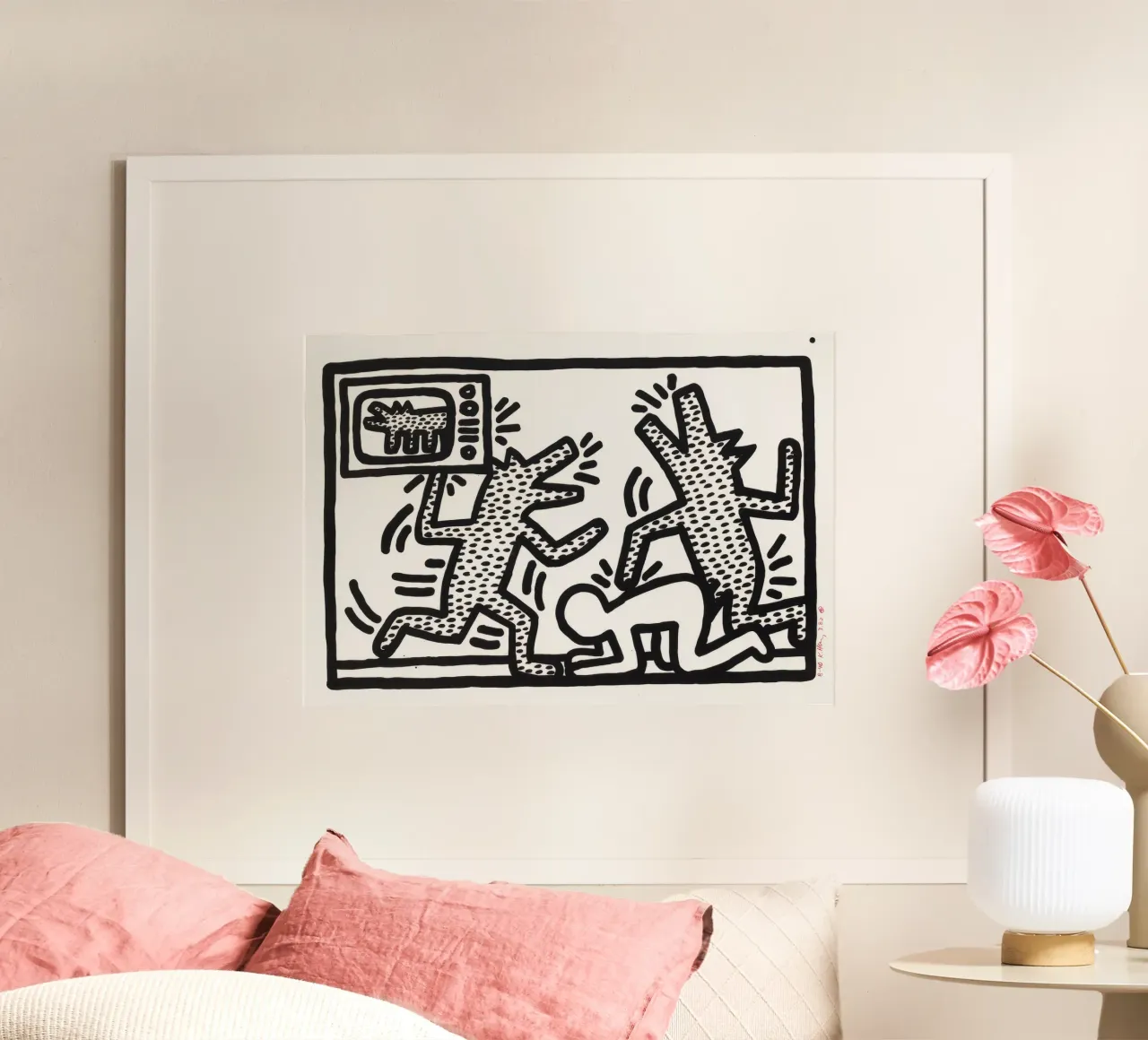 Poster di Keith Haring "Untitled" Pop Art TV Dogs poster con telaio in plastica da ClubArt
