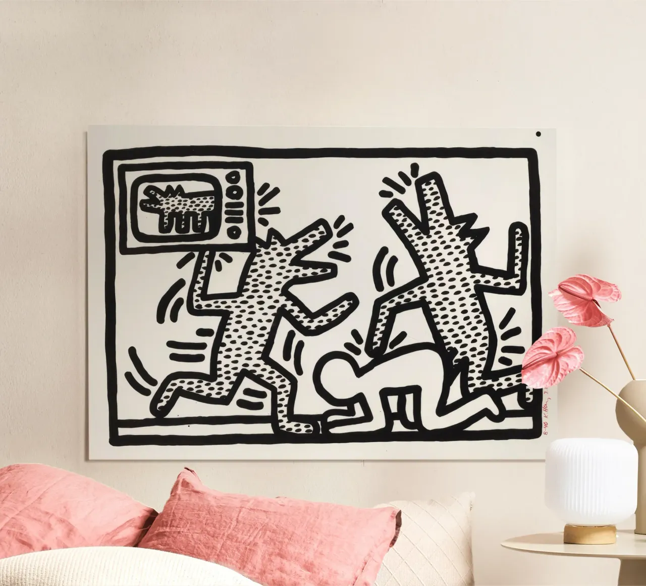 Poster di Keith Haring "Untitled" Pop Art TV Dogs poster con telaio in plastica da ClubArt
