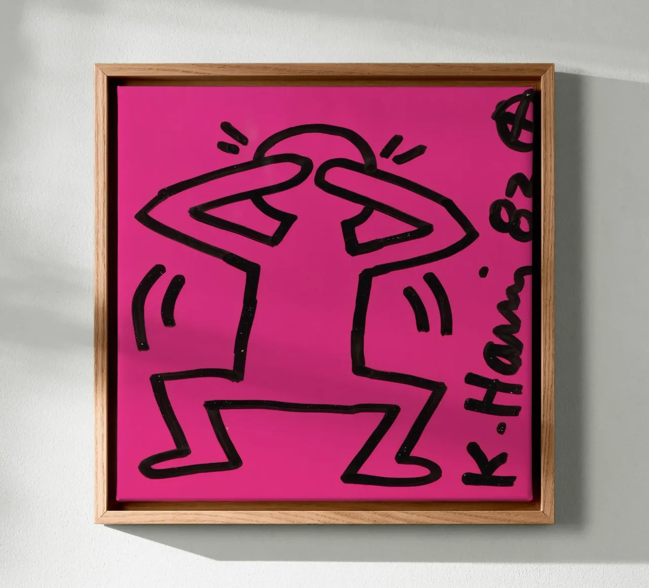 Keith Haring "Untitled" Pop Art Pink Man Poster canvas with Floater frame by ClubArt