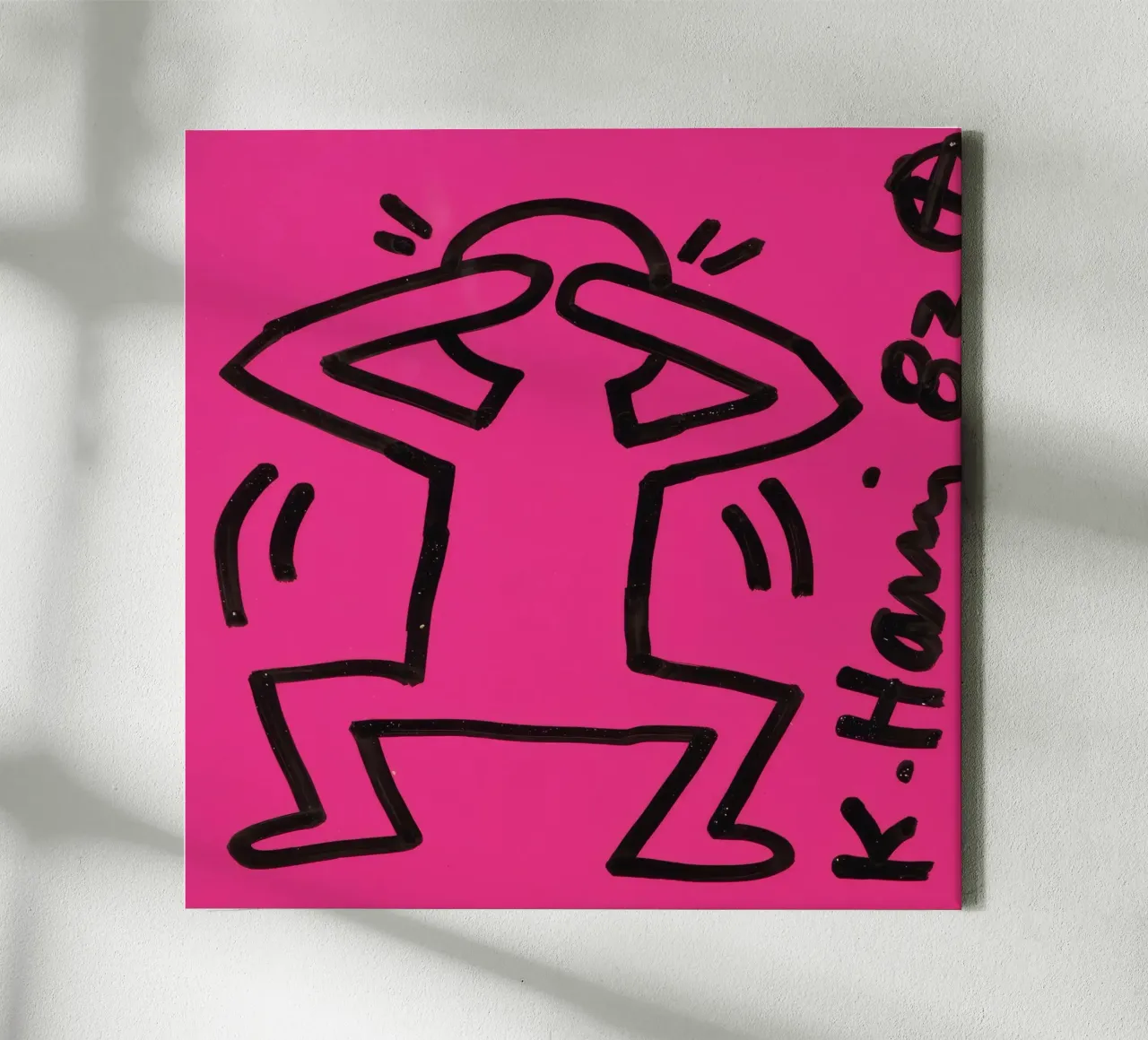 Keith Haring "Untitled" Pop Art Pink Man Poster canvas with Floater frame by ClubArt