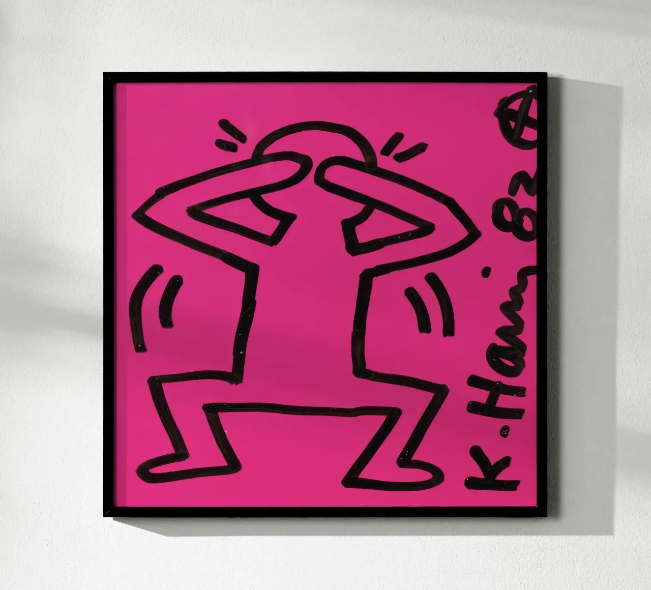 Keith Haring "Senza titolo" Poster Pop Art Uomo Rosa poster con telaio in plastica da ClubArt