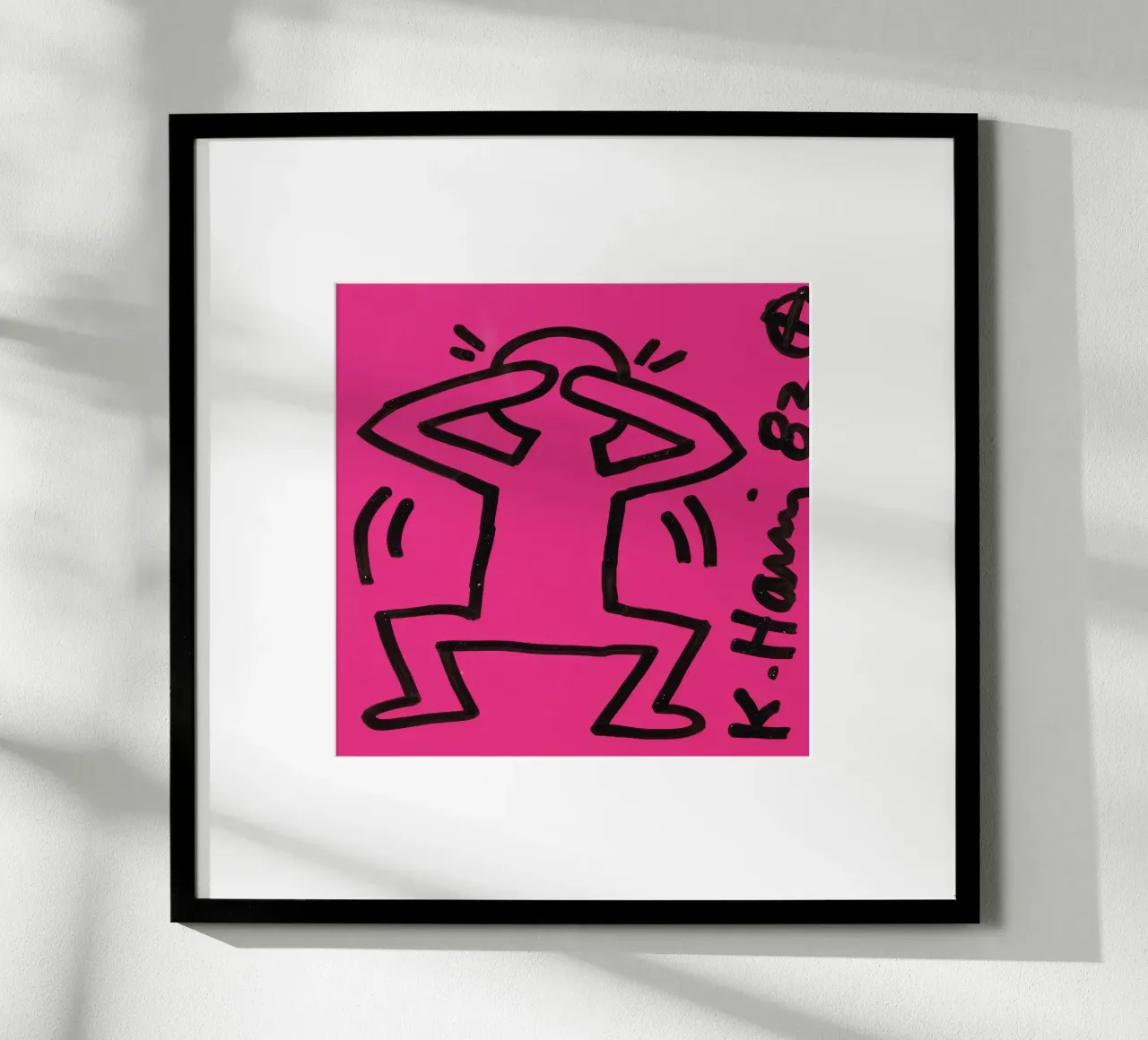 Keith Haring "Senza titolo" Poster Pop Art Uomo Rosa poster con telaio in plastica da ClubArt