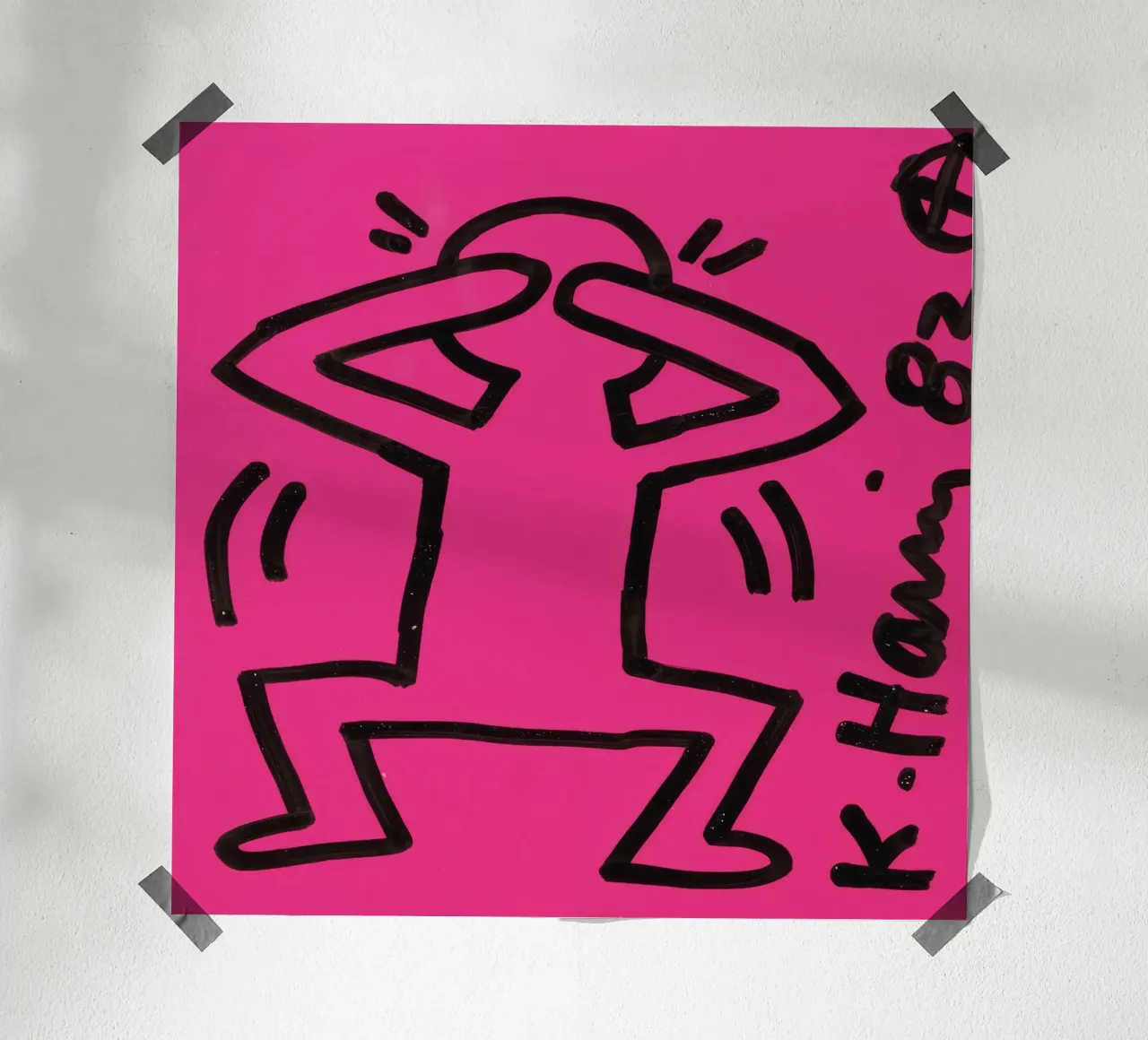 Keith Haring "Senza titolo" Poster Pop Art Uomo Rosa poster con telaio in plastica da ClubArt