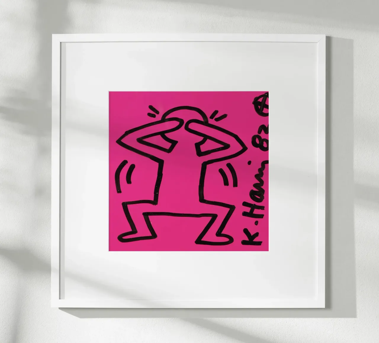 Keith Haring "Senza titolo" Poster Pop Art Uomo Rosa poster con telaio in plastica da ClubArt