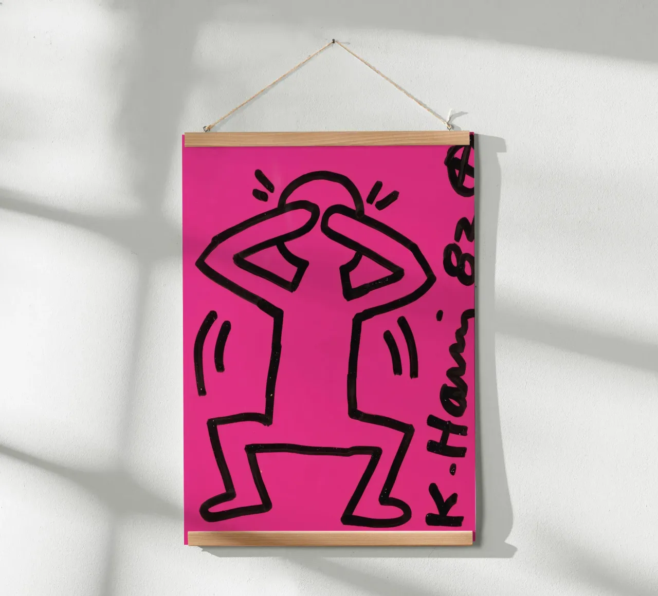 Keith Haring "Senza titolo" Poster Pop Art Uomo Rosa poster con telaio in plastica da ClubArt