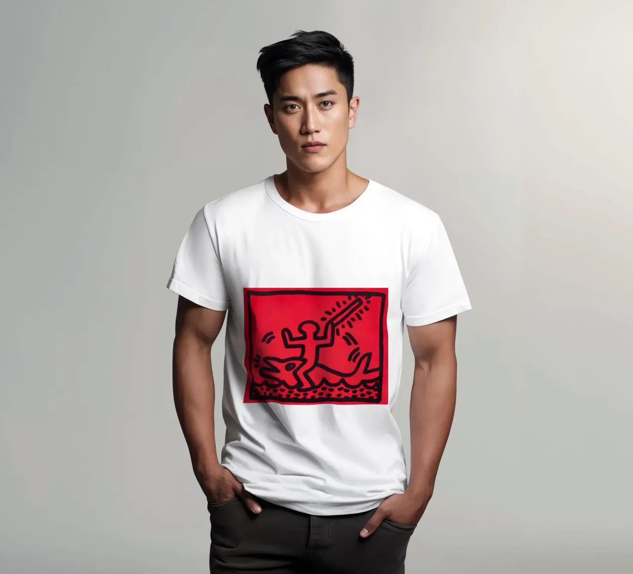 Poster di Keith Haring "Untitled" Pop Art Shark t-shirt da ClubArt