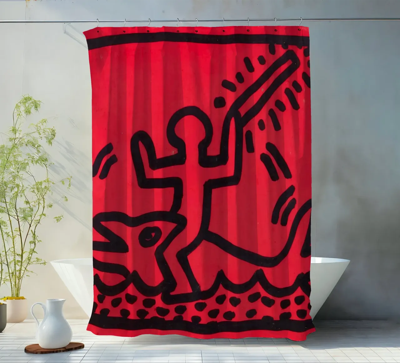 Poster di Keith Haring "Untitled" Pop Art Shark tenda da doccia da ClubArt
