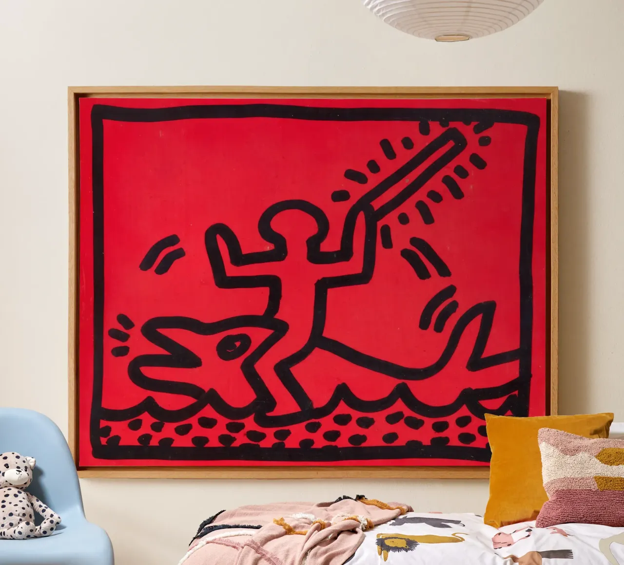 Keith Haring "Zonder titel" Pop Art Haai Poster canvas met Baklijst van ClubArt