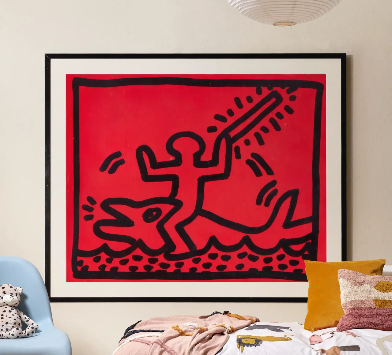 Poster di Keith Haring "Untitled" Pop Art Shark poster con telaio in plastica da ClubArt