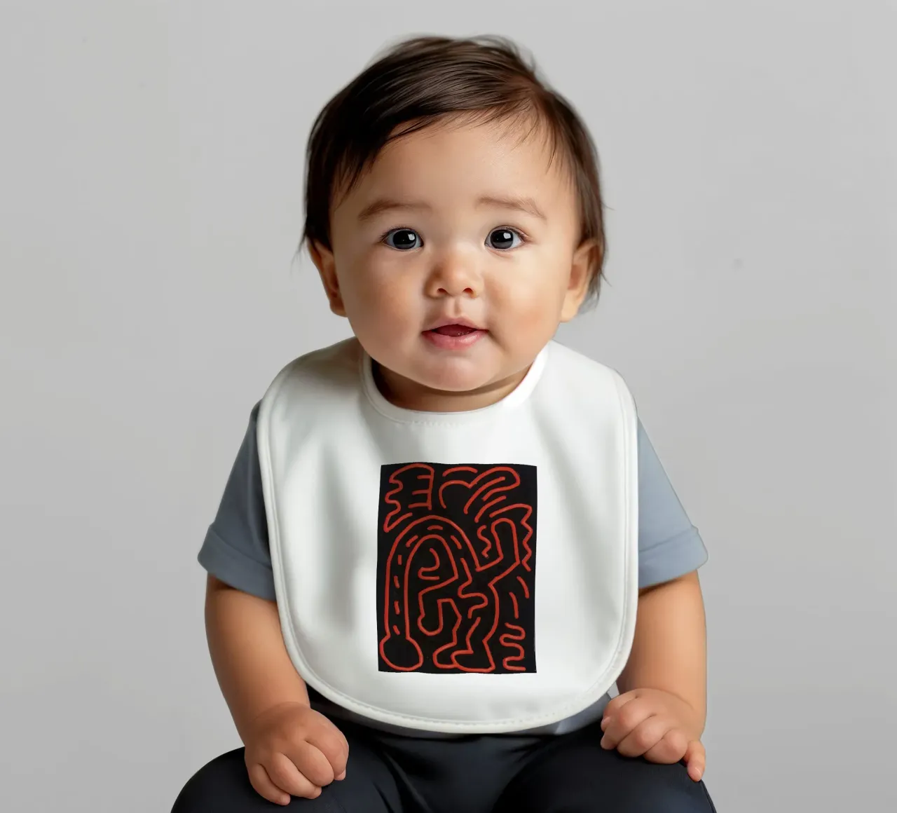 Keith Haring "Untitled", poster pop art con labirinto rosso bavaglino da ClubArt