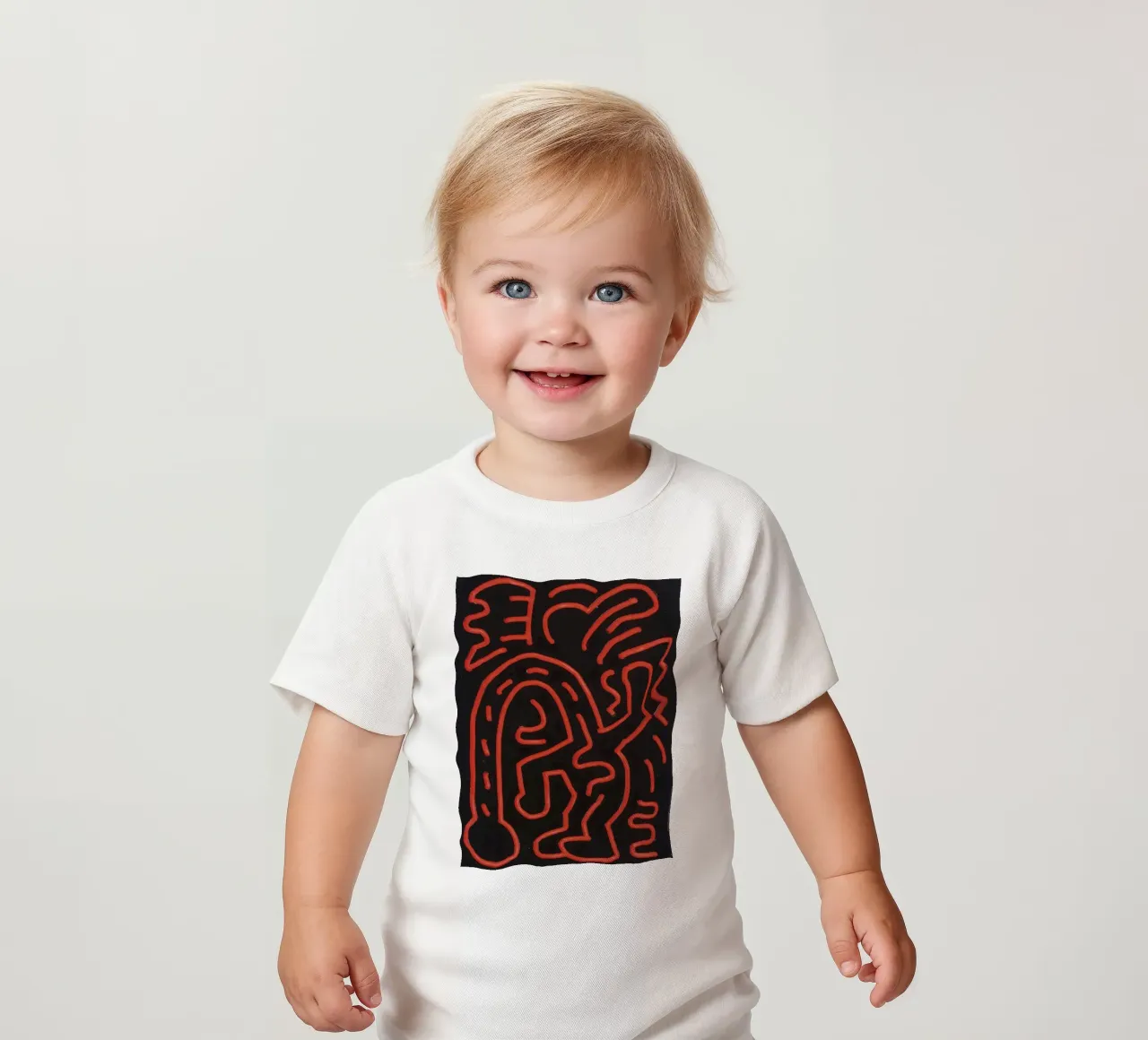 Keith Haring "Untitled", poster pop art con labirinto rosso maglietta neonato da ClubArt