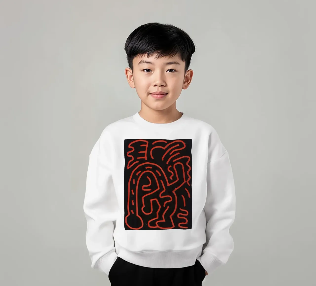 Keith Haring "Untitled", poster pop art con labirinto rosso felpa bambino da ClubArt