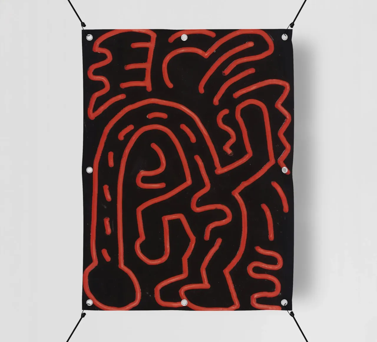 Keith Haring "Untitled", poster pop art con labirinto rosso telo in pvc da ClubArt