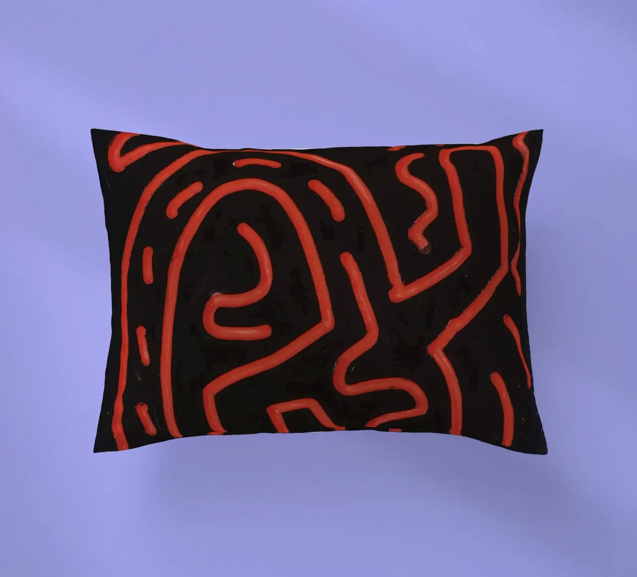 Keith Haring "Untitled", poster pop art con labirinto rosso cuscino da ClubArt