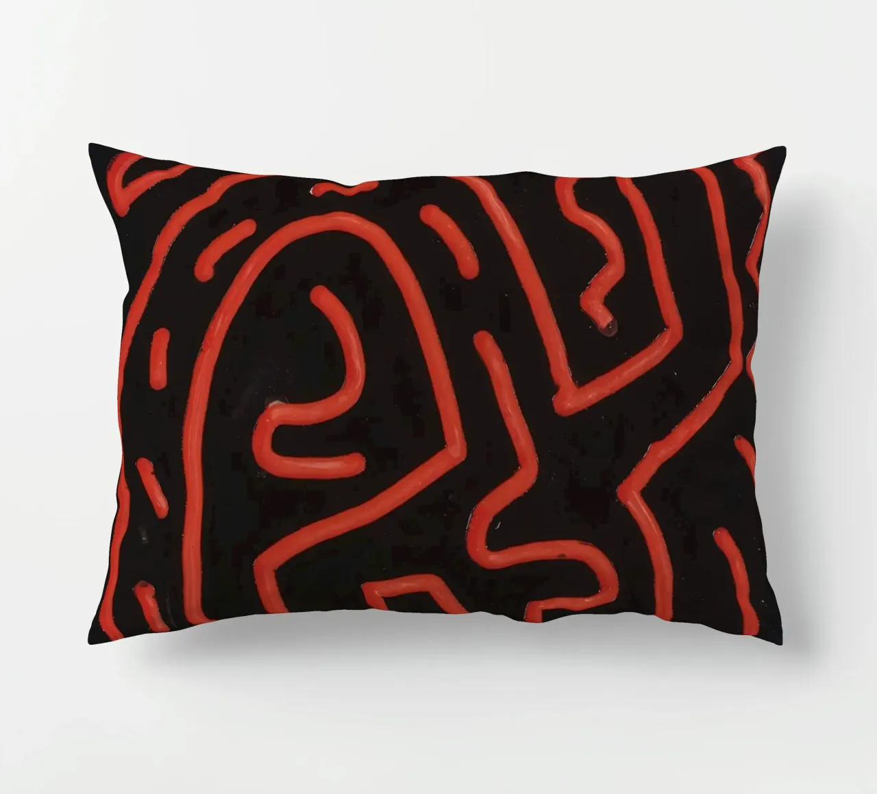 Keith Haring "Untitled", poster pop art con labirinto rosso cuscino da ClubArt