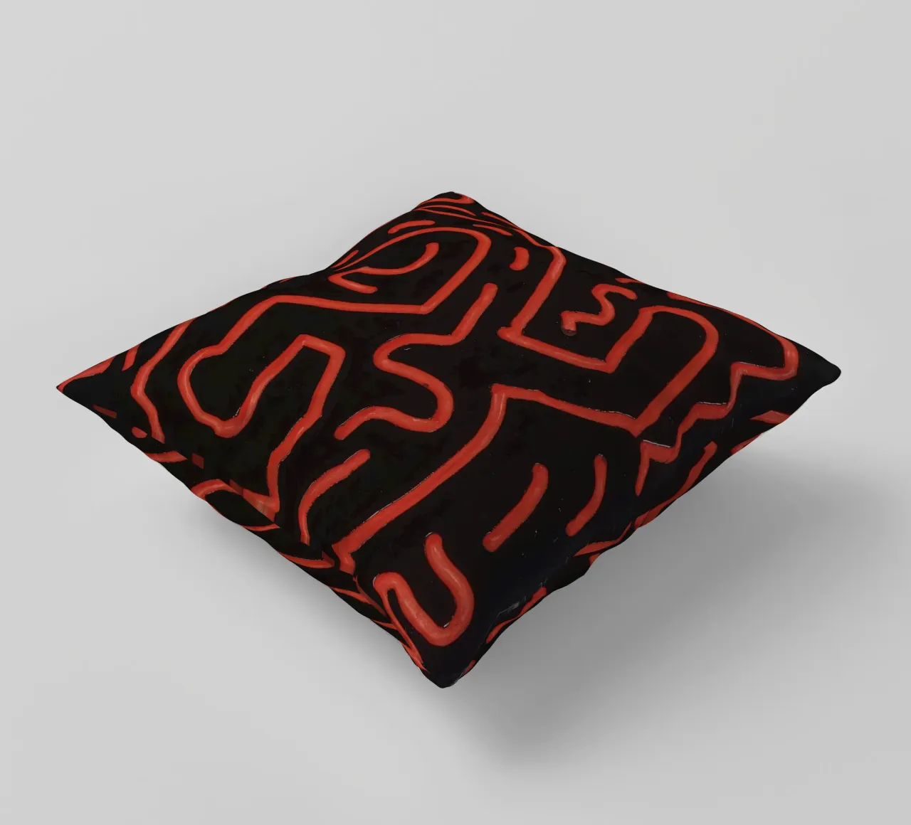 Keith Haring "Untitled", poster pop art con labirinto rosso cuscino da ClubArt