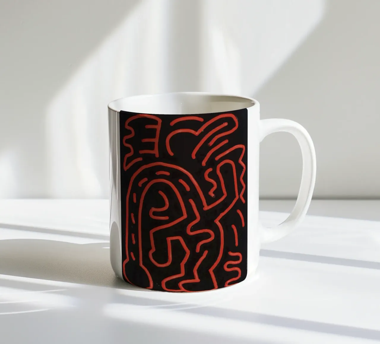 Keith Haring "Untitled", poster pop art con labirinto rosso tazza in ceramica da ClubArt