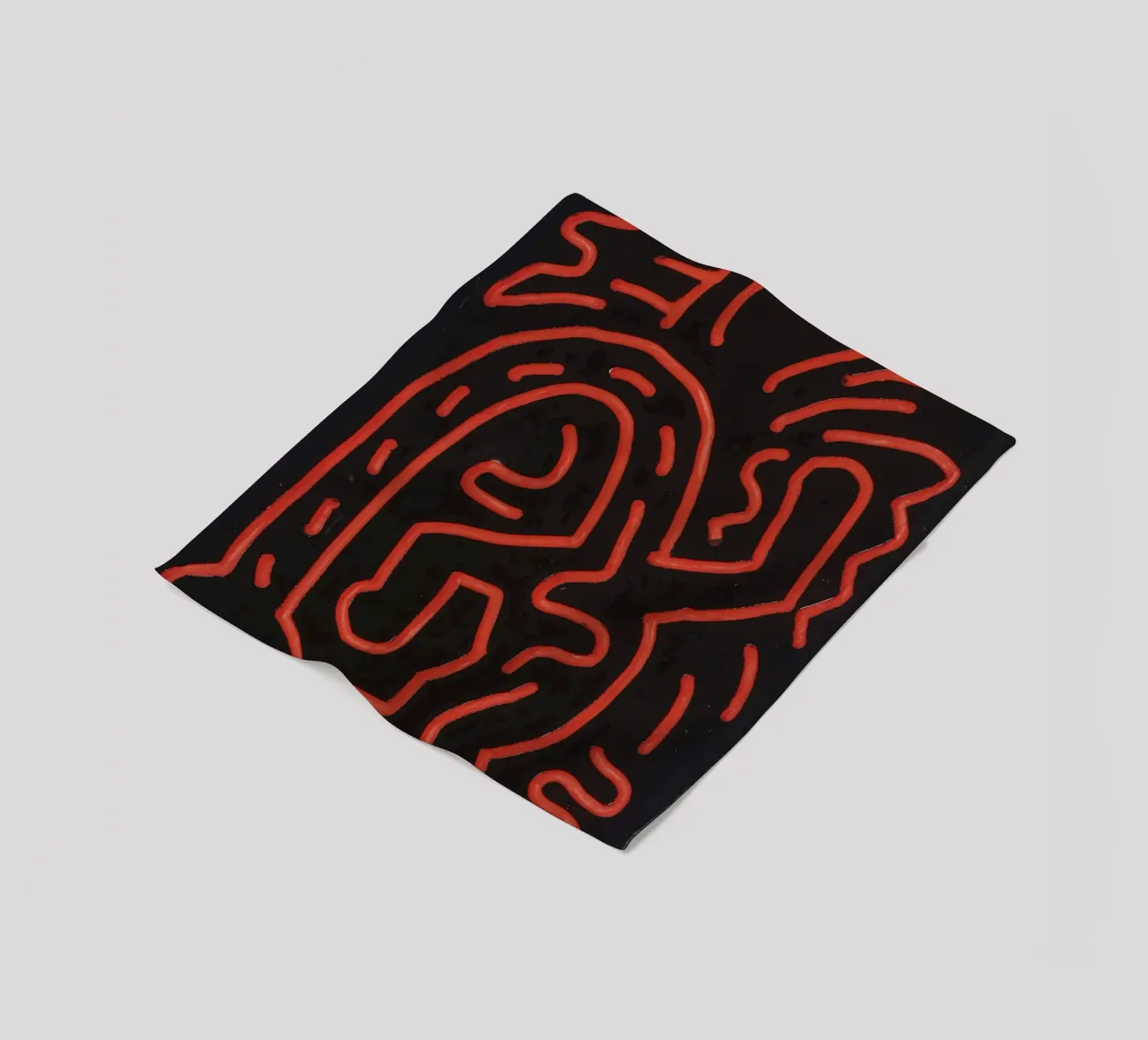 Keith Haring "Untitled", poster pop art con labirinto rosso coperta in pile da ClubArt