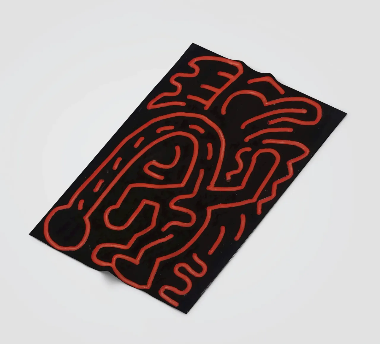 Keith Haring "Untitled", poster pop art con labirinto rosso coperta in pile da ClubArt