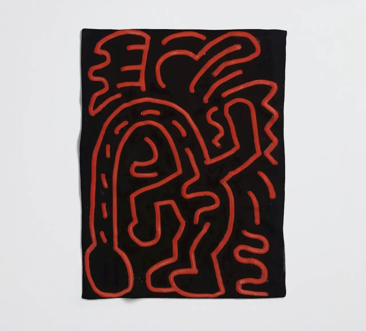 Keith Haring "Untitled", poster pop art con labirinto rosso coperta in pile da ClubArt