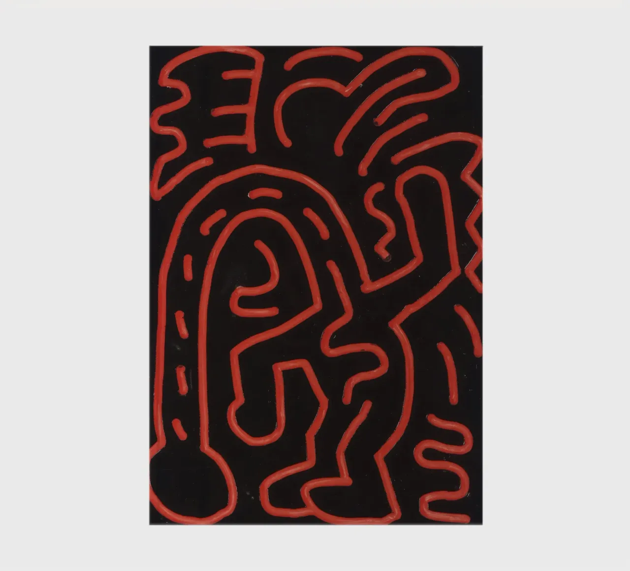 Keith Haring "Untitled", poster pop art con labirinto rosso diario da ClubArt