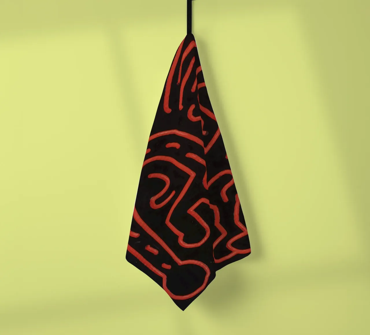 Keith Haring "Untitled", poster pop art con labirinto rosso canovaccio da cucina da ClubArt