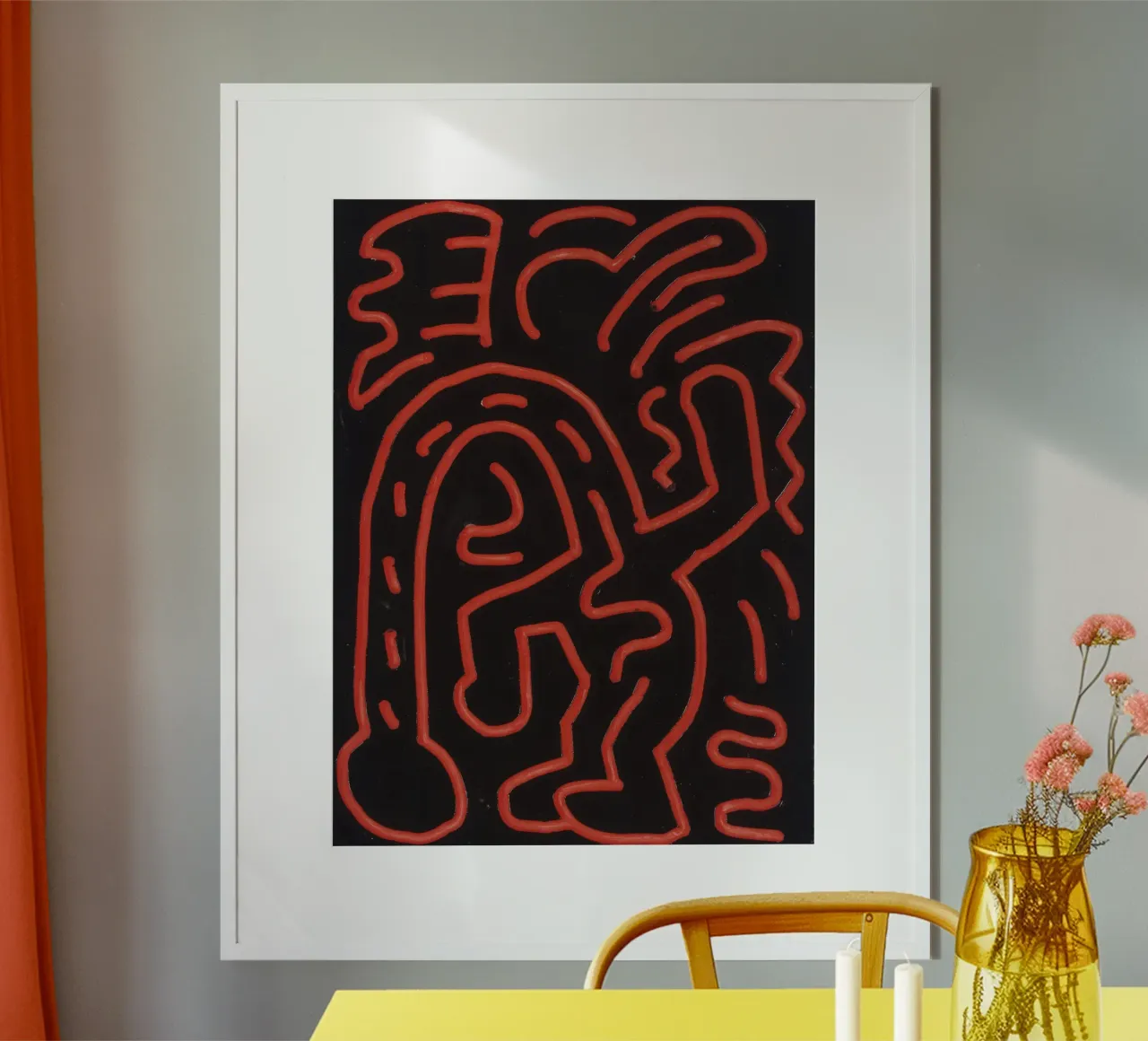 Keith Haring "Untitled", poster pop art con labirinto rosso poster da ClubArt