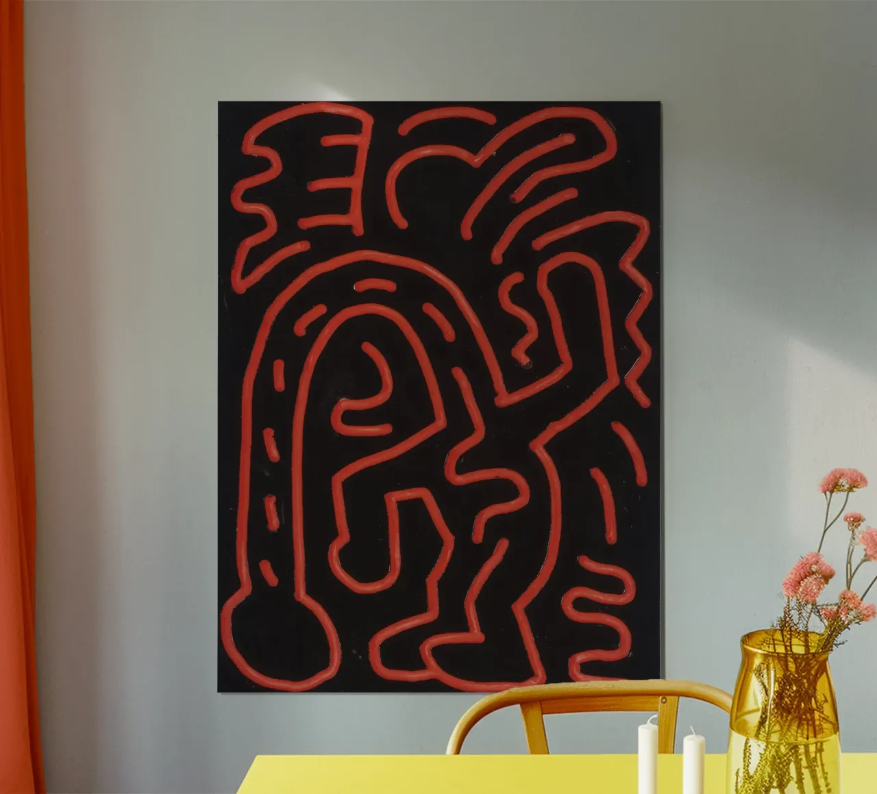 Keith Haring "Untitled", poster pop art con labirinto rosso poster da ClubArt