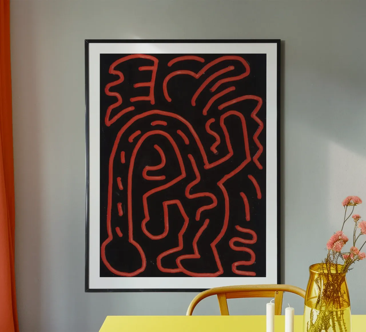 Keith Haring "Untitled", poster pop art con labirinto rosso poster da ClubArt