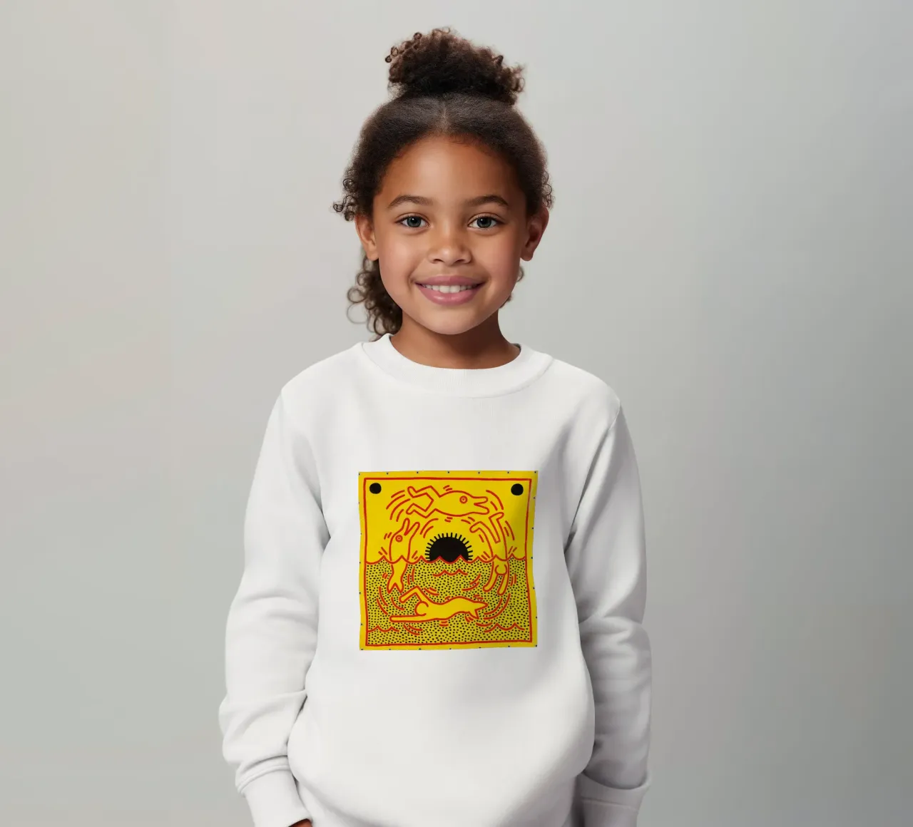 Poster di Keith Haring "Untitled" Pop Art Dolphins felpa bambino da ClubArt