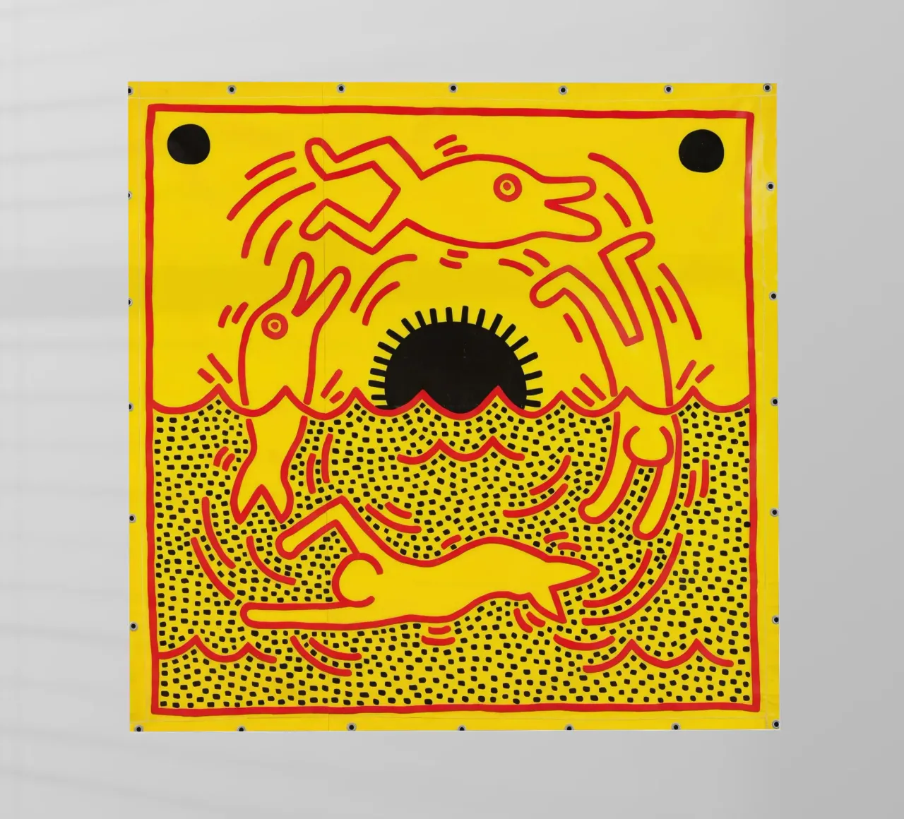 Poster di Keith Haring "Untitled" Pop Art Dolphins pellicola backlit da ClubArt
