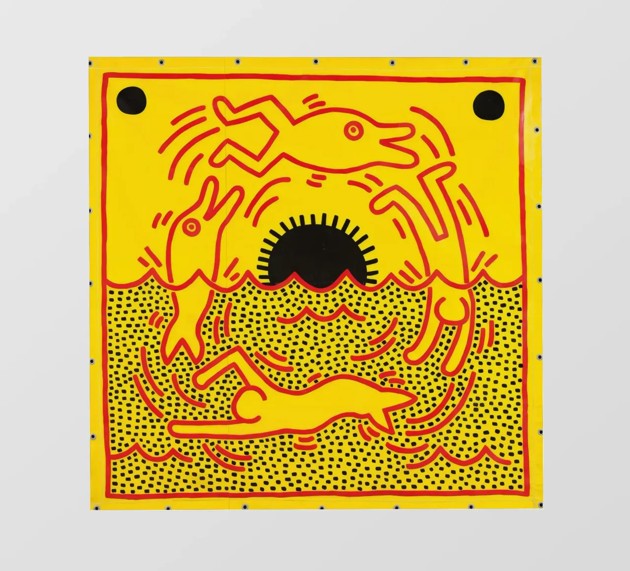 Poster di Keith Haring "Untitled" Pop Art Dolphins pellicola backlit da ClubArt