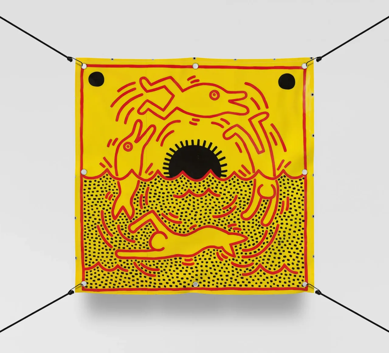 Poster di Keith Haring "Untitled" Pop Art Dolphins telo in pvc da ClubArt