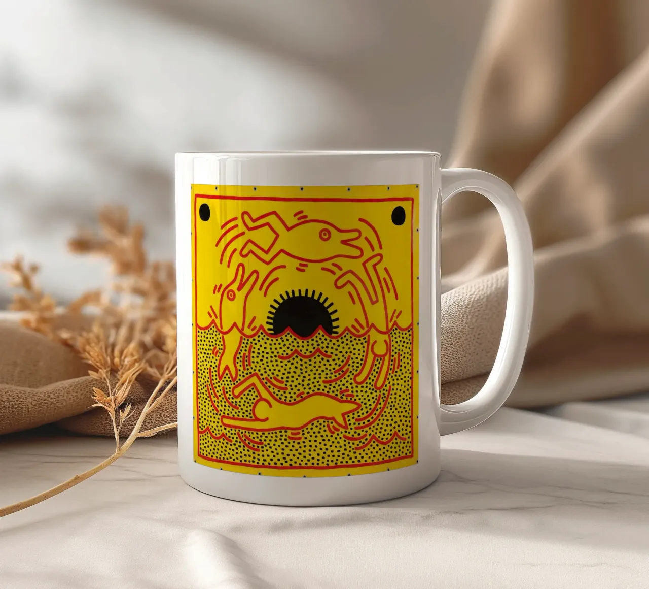 Poster di Keith Haring "Untitled" Pop Art Dolphins tazza in ceramica da ClubArt