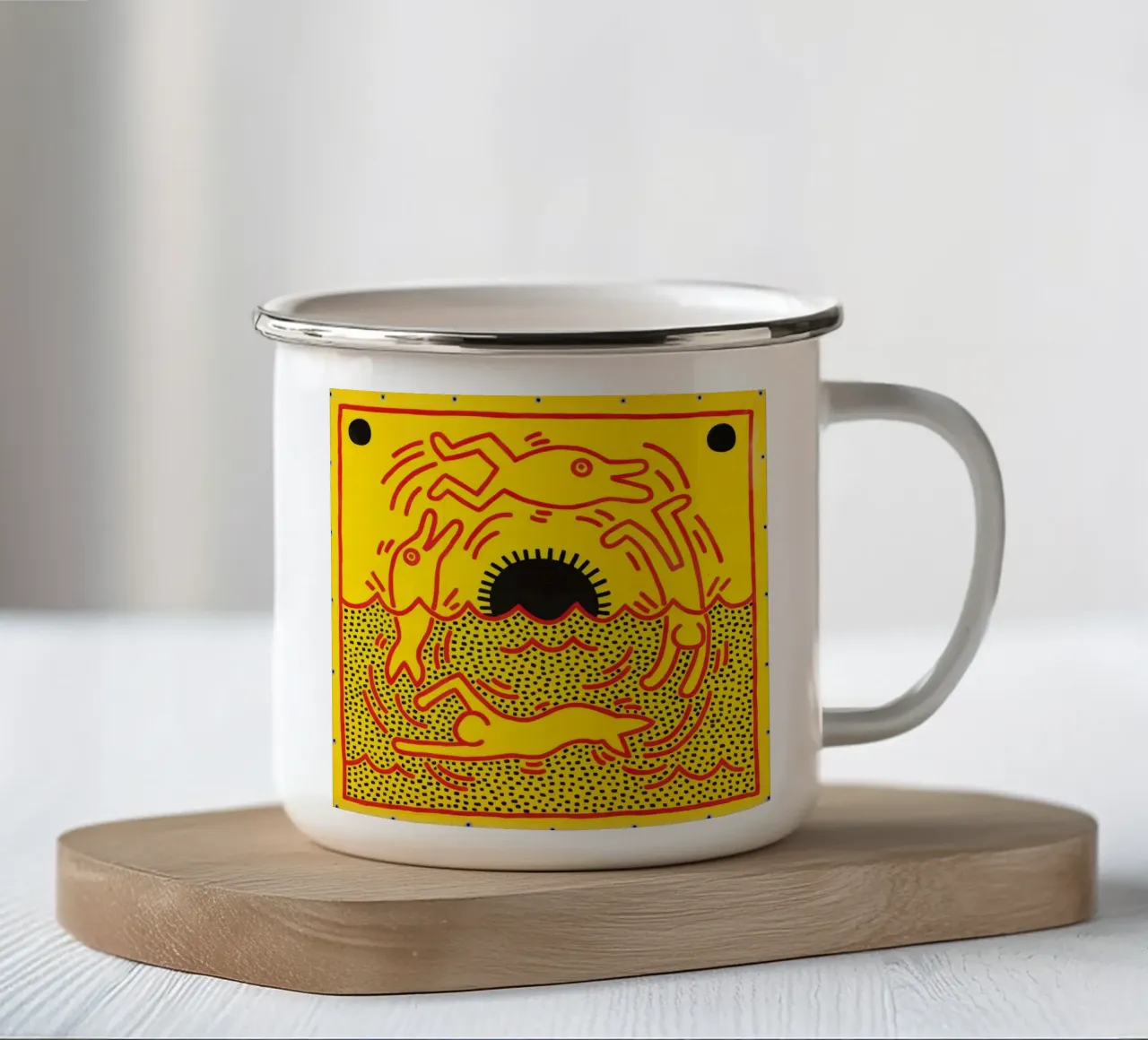 Poster di Keith Haring "Untitled" Pop Art Dolphins tazza in smalto da ClubArt