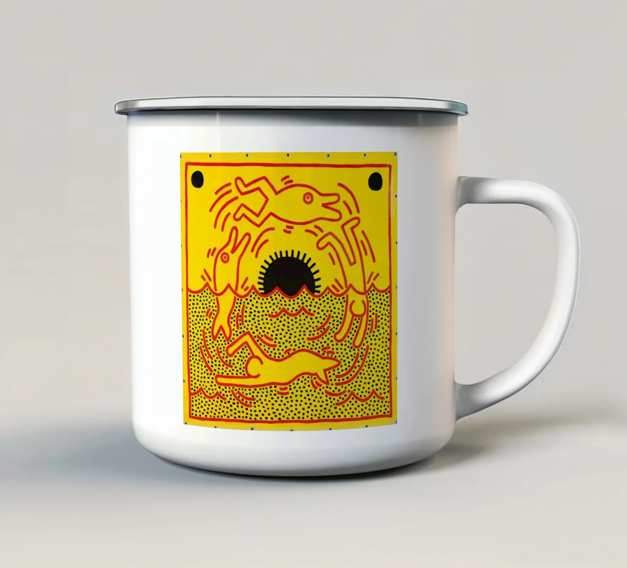 Poster di Keith Haring "Untitled" Pop Art Dolphins tazza in smalto da ClubArt