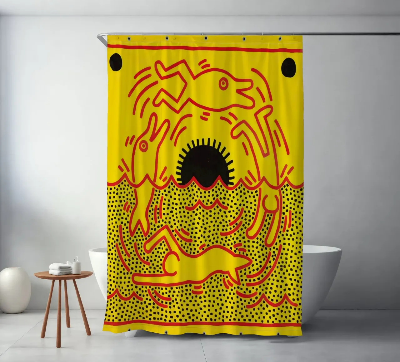 Keith Haring "Untitled" Pop Art Delphine Poster Duschvorhang von ClubArt