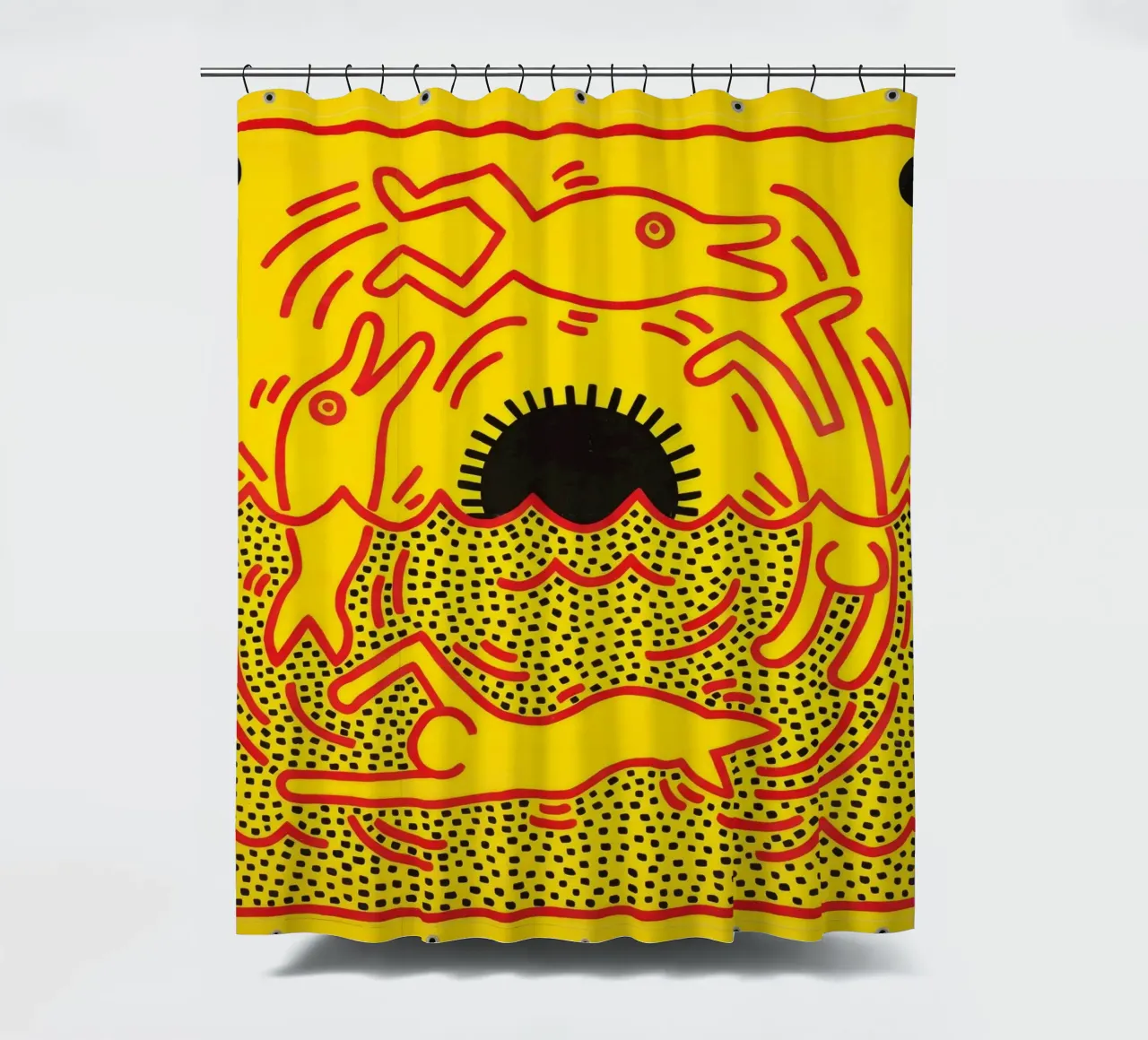 Keith Haring "Untitled" Pop Art Delphine Poster Duschvorhang von ClubArt