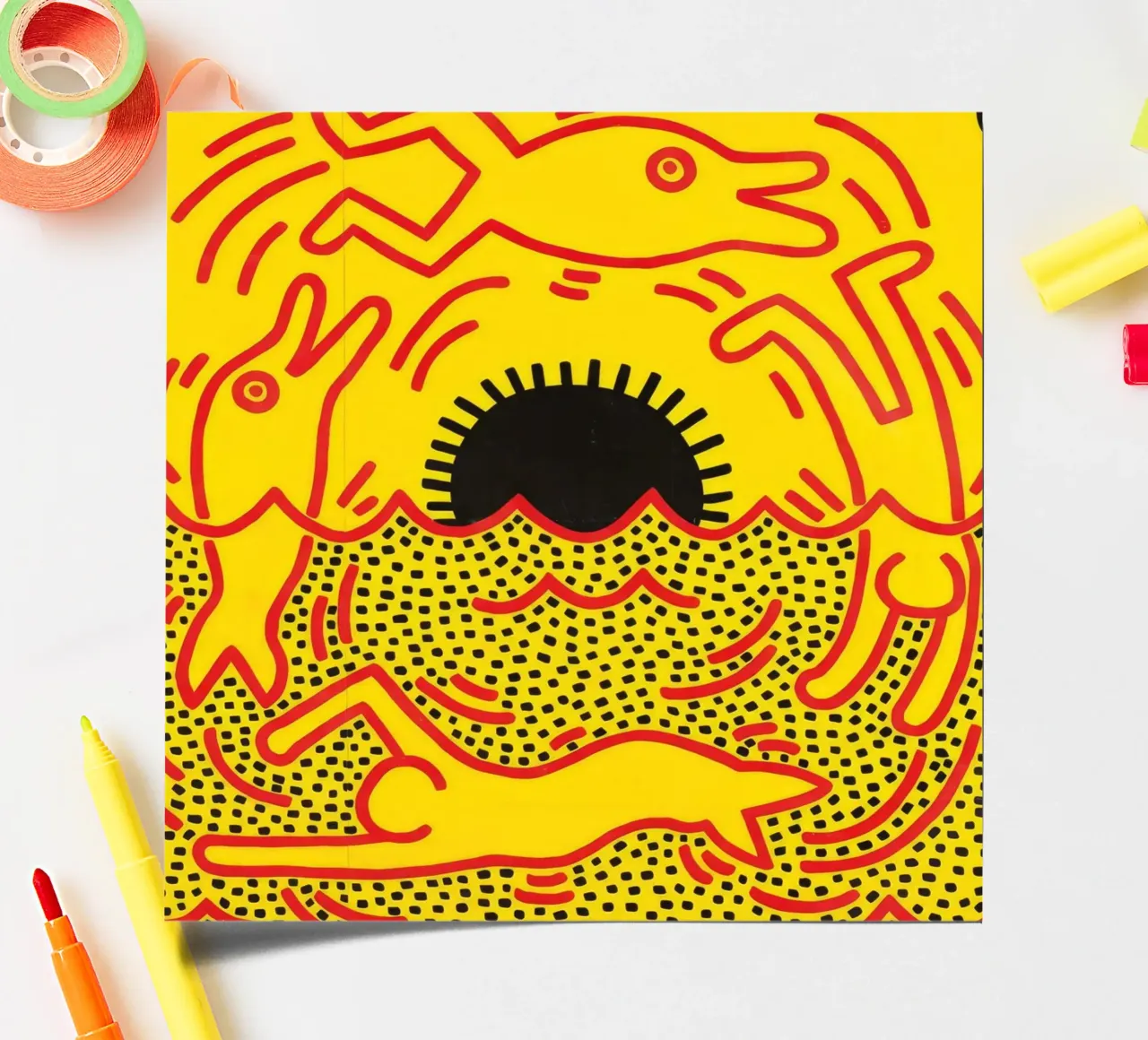 Keith Haring "Untitled" Pop Art Delphine Poster Stickerbogen von ClubArt