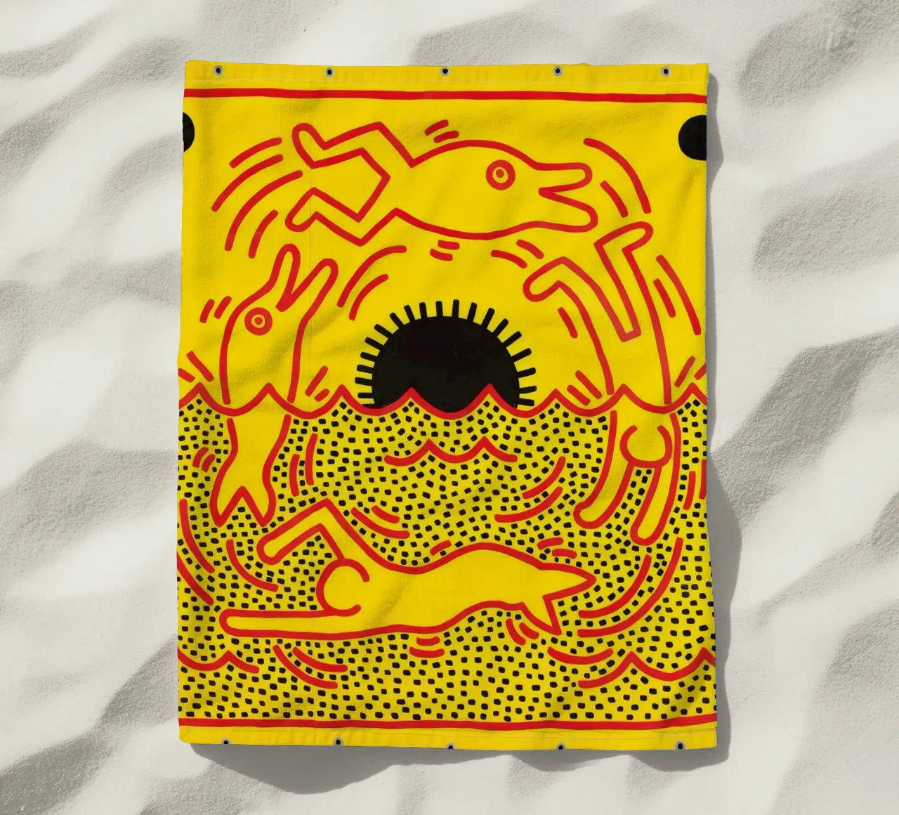 Poster di Keith Haring "Untitled" Pop Art Dolphins telo mare da ClubArt