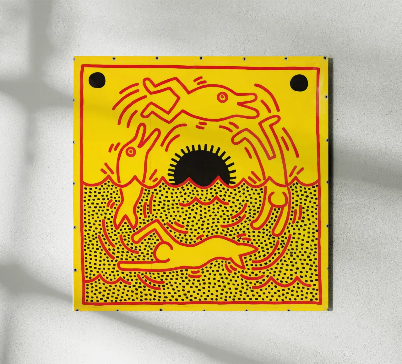 Poster di Keith Haring "Untitled" Pop Art Dolphins alluminio dibond da ClubArt