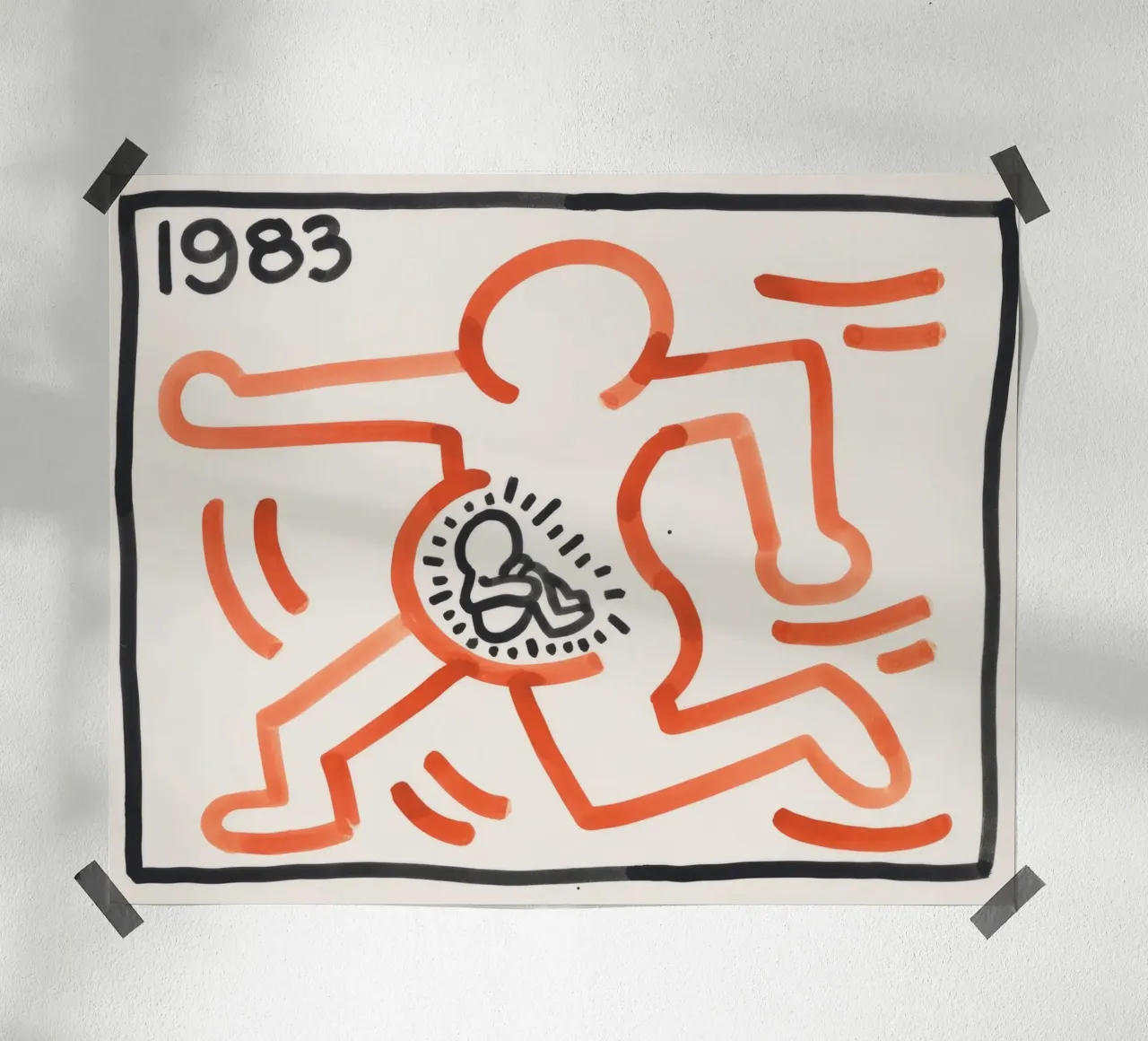 Poster di Gravidanza Pop Art "Senza Titolo" di Keith Haring poster con telaio in legno da ClubArt