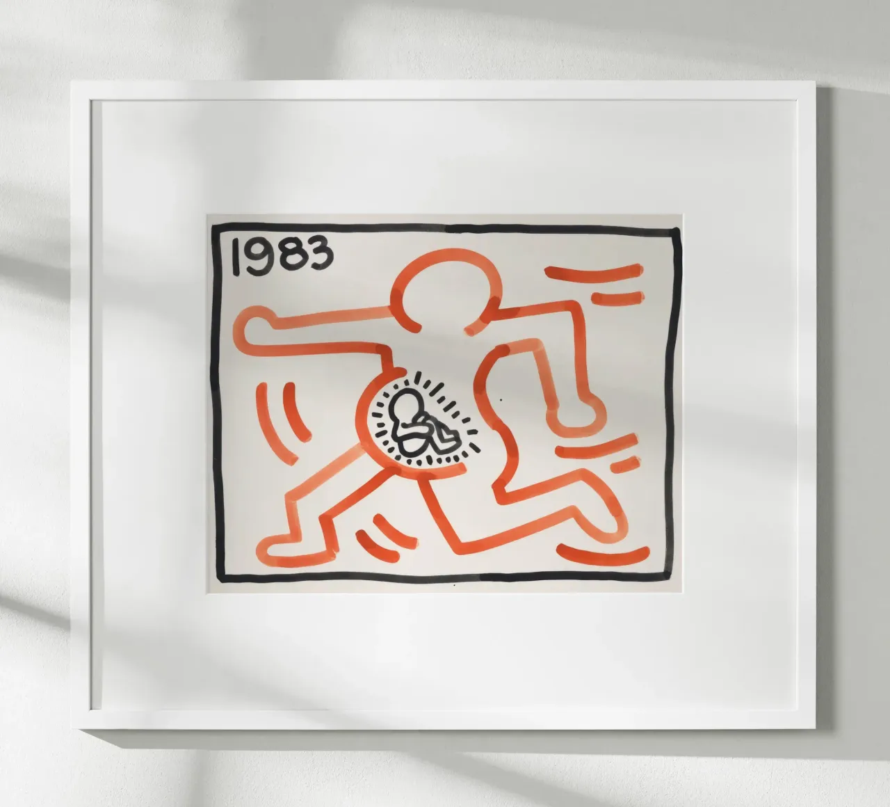 Poster di Gravidanza Pop Art "Senza Titolo" di Keith Haring poster con telaio in legno da ClubArt