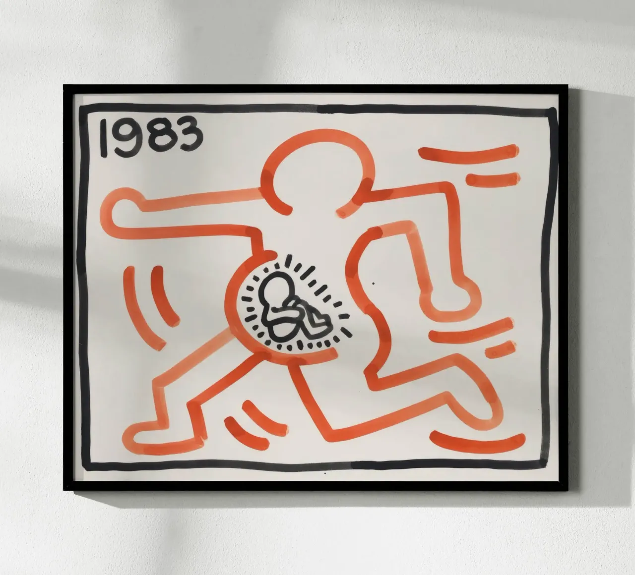 Poster di Gravidanza Pop Art "Senza Titolo" di Keith Haring poster con telaio in legno da ClubArt