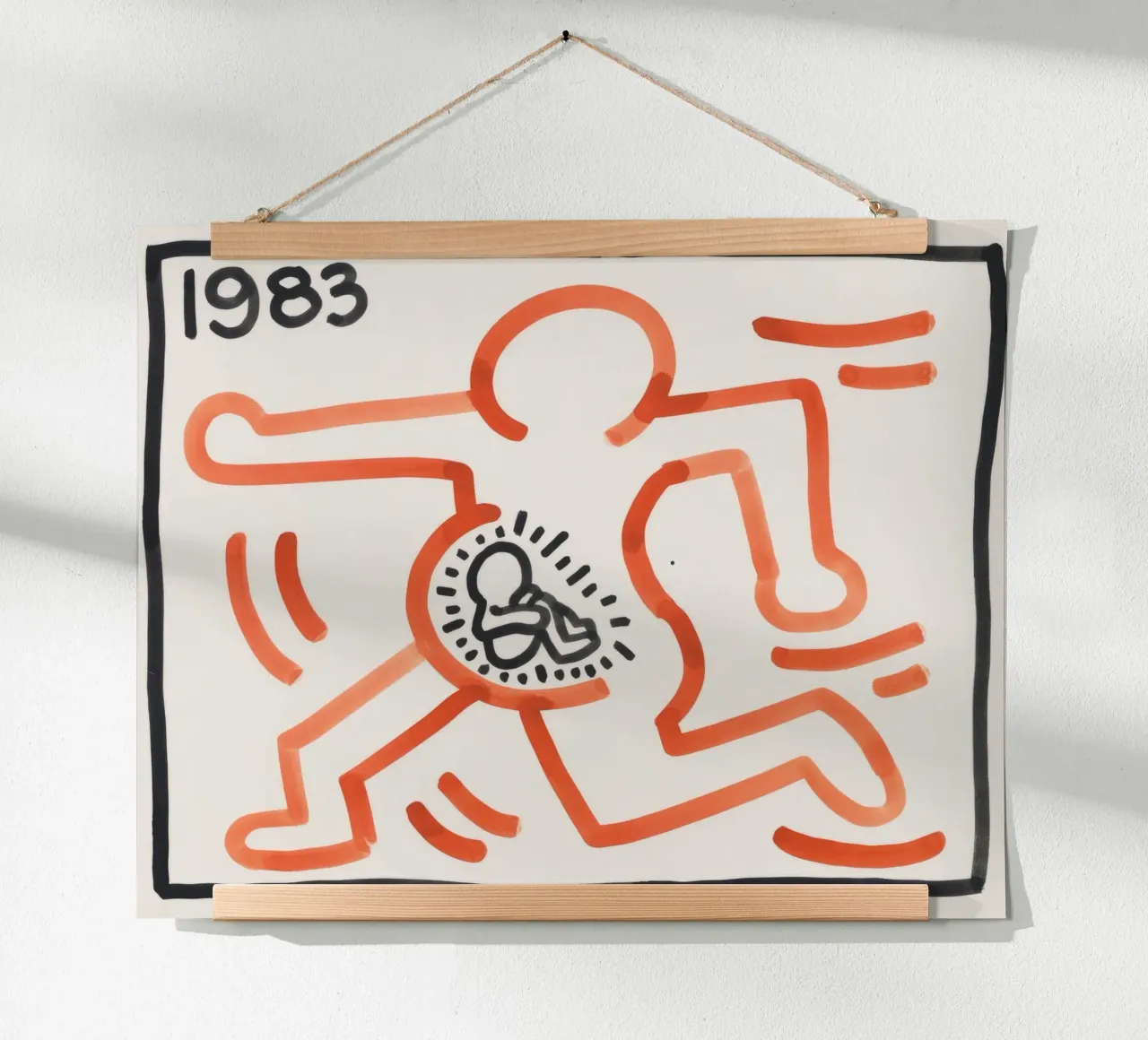 Poster di Gravidanza Pop Art "Senza Titolo" di Keith Haring poster con telaio in legno da ClubArt