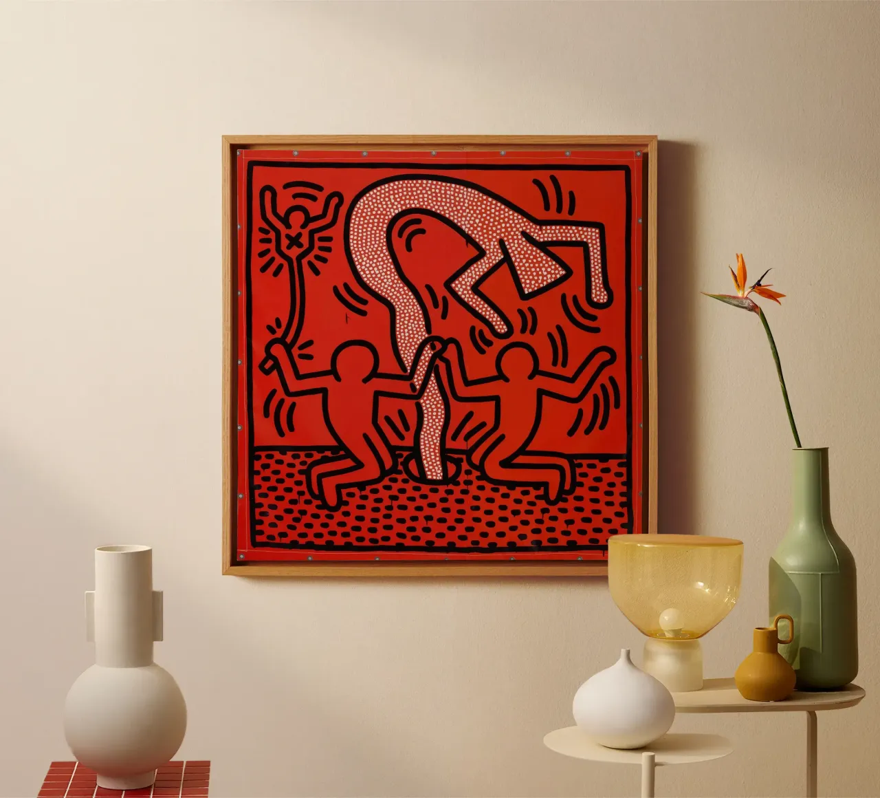 Keith Haring "Zonder titel" Pop Art Menselijke Vortex Poster canvas met Baklijst van ClubArt