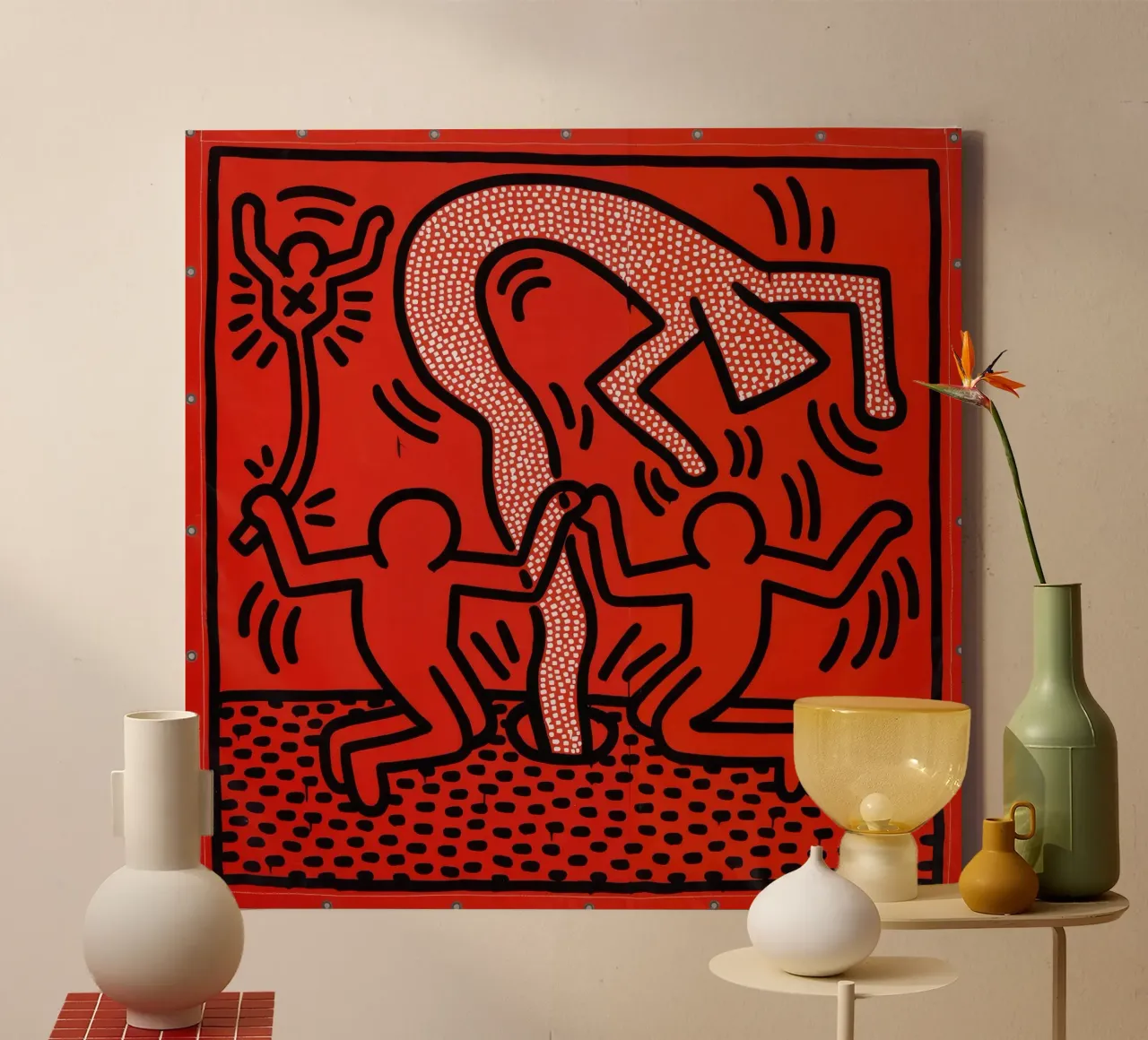 Keith Haring "Zonder titel" Pop Art Menselijke Vortex Poster canvas met Baklijst van ClubArt